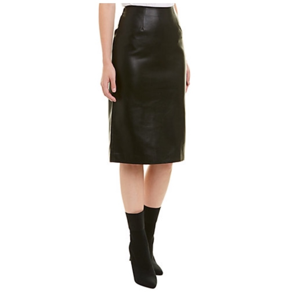Black faux leather pencil skirt